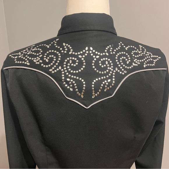 Roper Black Western Shirt with Rhinestones - Picture 6 of 13